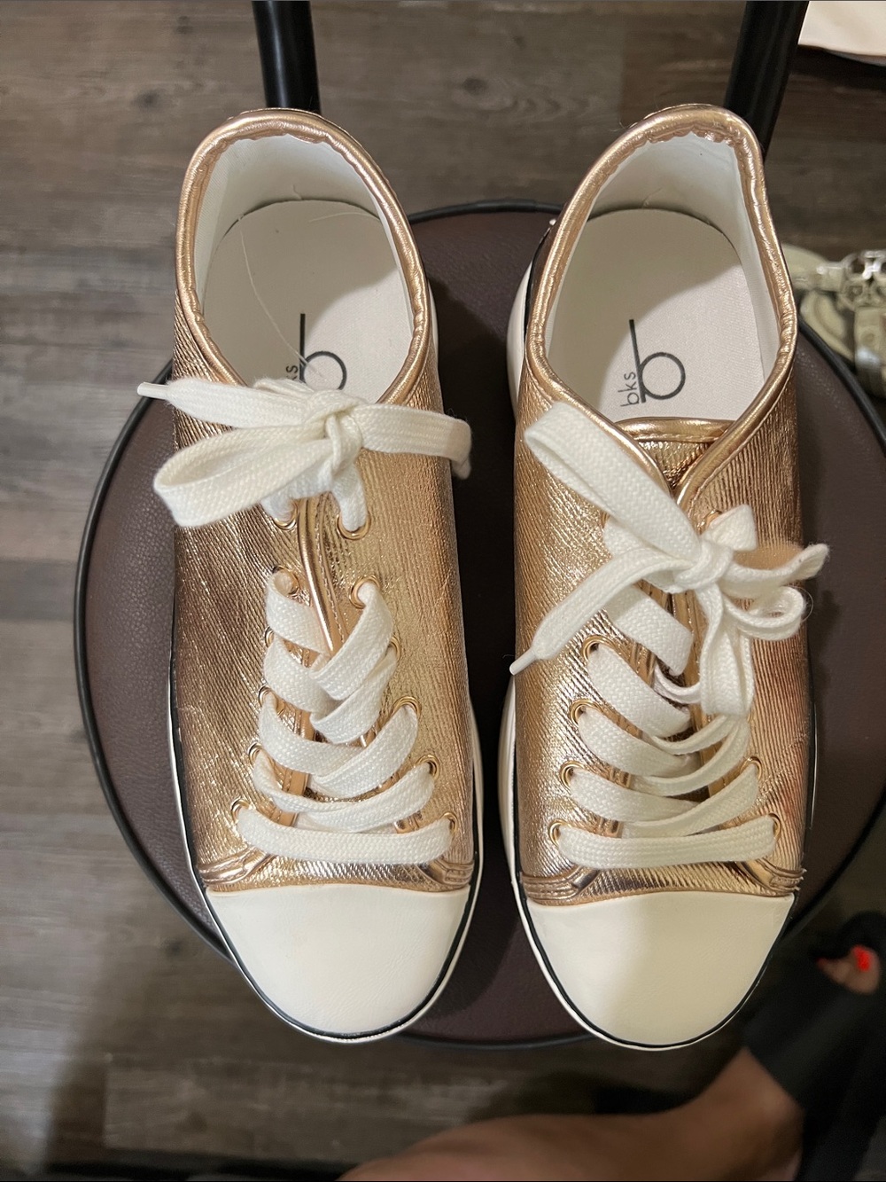 Bakers Metallic Rose Gold Sneakers with Cream Laces